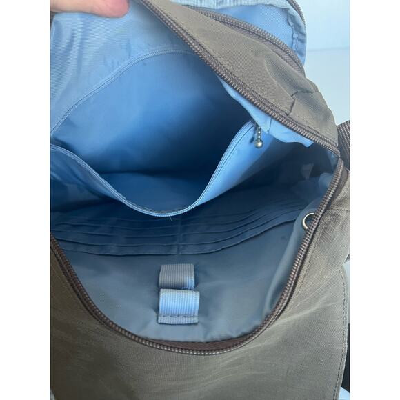 Baggallini Nylon Organizer Traveler Brown Multi Pocket Crossbody Purse - Picture 9 of 13